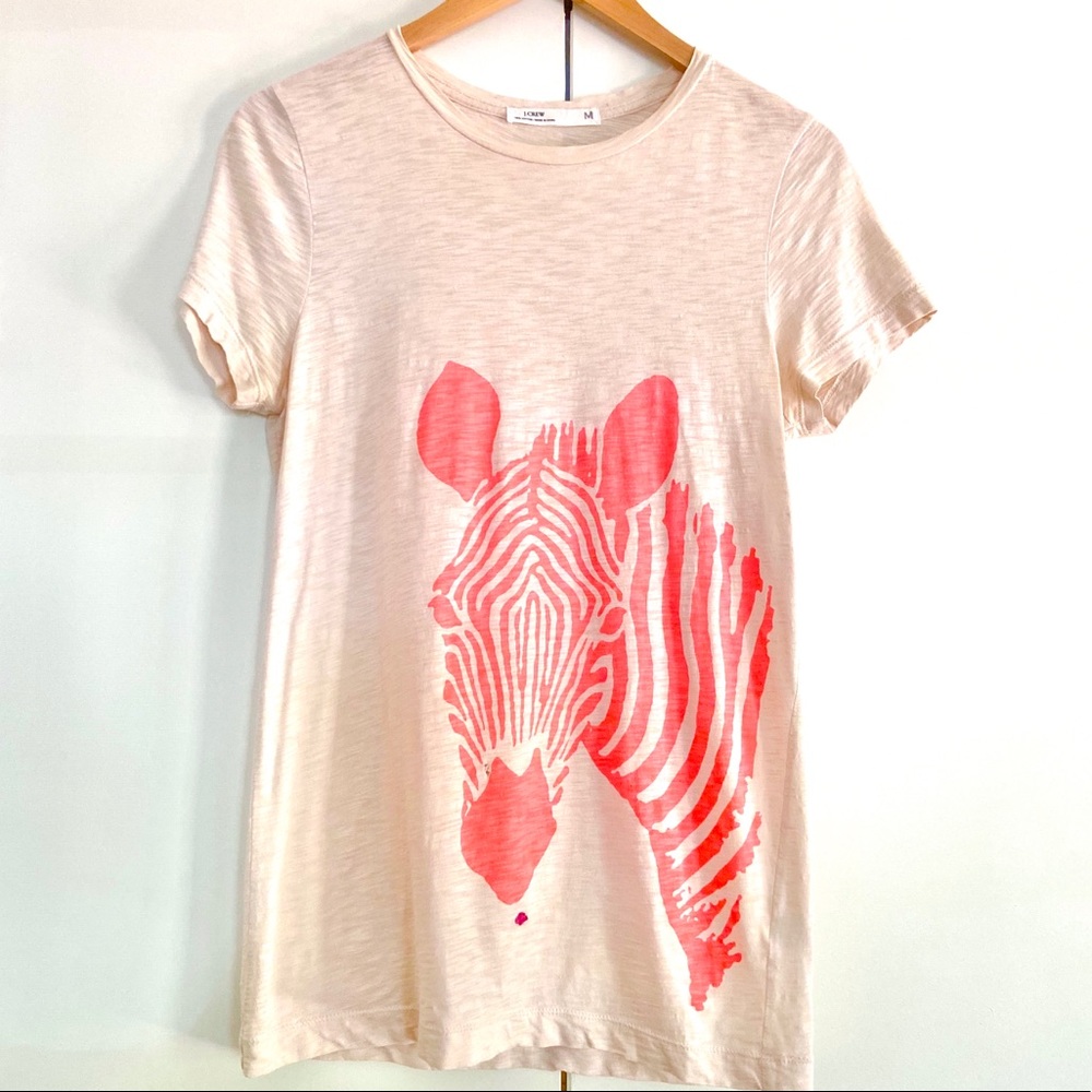 J. Crew Neon Zebra Graphic Print Lightweight Tee - Picture 1 of 10